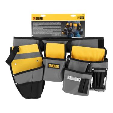 Imagem de Cinto Porta Ferramentas 14 Bolsos Capacidade 12kg Volume 4L Design Ergonômico Denzel