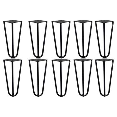 Imagem de Kit 10 Pés Hairpin Legs G41 Ferro 15CM Preto Gran Belo