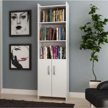 Imagem de Estante de Livros 52CMX177CM Multiuso 2 Portas Espresso Móveis Branco