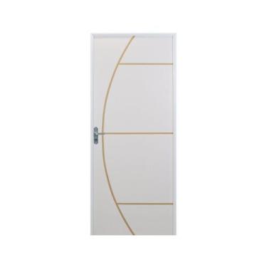 Imagem de Kit Porta de Madeira Decorada 212x75cm com Batente de Aluminio 3,6cm G