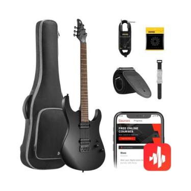 Imagem de Guitarra Donner DMT100 Matte Black Corpo Poplar Braço Maple Escala Lau