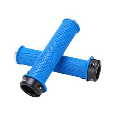 Imagem de Bloqueio nos punhos do guiador da bicicleta, capa leve resistente ao desgaste antiderrapante do guiador da bicicleta para mountain bike(azul)