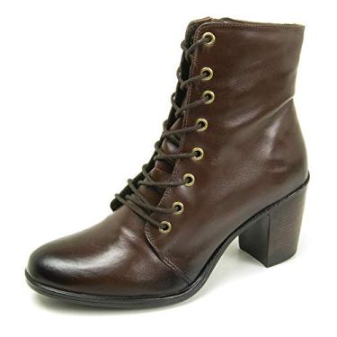 Imagem de Bota Botinha Feminina de Amarrar Salto Alto Firenze Dt Griffe9032 (38, Cafe)
