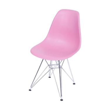Imagem de Conjunto De Cadeiras Eiffel 4 Peças Rosa Base Cromada - Or Design