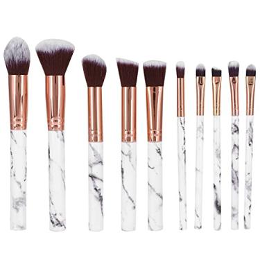 Imagem de Conjunto de pincéis de maquiagem, suave e macio, durável, confortável, conjunto de pincéis de maquiagem, 10 peças portáteis para maquiagem facial para meninas (cerdas pretas)
