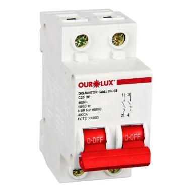Imagem de Disjuntor Ourolux Din, 2P, 20A, Curva C