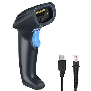 Imagem de Scanner de código de barras 2D para computadores, scanner de código QR 1D 2D com fio USB, leitor de código de barras portátil automático OBZ com cabo USB para loja de varejo, biblioteca, armazém, Express, ponto de venda e computador, plug and play