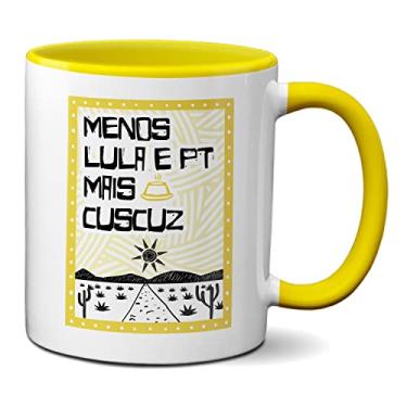 Imagem de Caneca Menos Lula E PT Mais Cuscuz Bolsonaro Preseidente (Amarela)