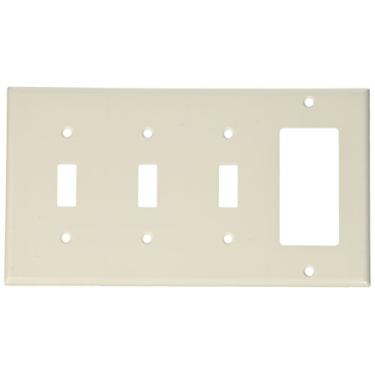 Imagem de Leviton P326-W 4-Gang 3 interruptores 1-Decora/GFCI placa de parede, branca, pacote com 10