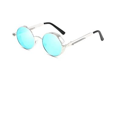 Imagem de Óculos de Sol Gótico Clássico Steampunk Polarizado Masculino Feminino Designer Vintage Redonda Armação de Metal Óculos de Sol UV400,5,A