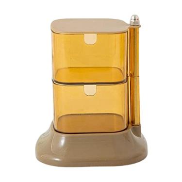 Imagem de menolana de armazenamento de de beleza em pó de beleza suporte de liquidificador de maquiagem prateleira de almofadas de algodão, 2 camadas