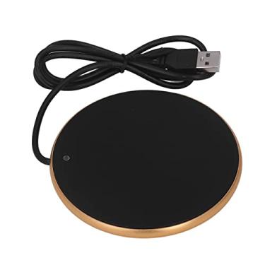 Imagem de Aquecedor de Café para Mesa, Aquecedor de Caneca de Temperatura Constante de 55°C Com Desligamento Automático, Aquecedor de Bebida de Copo Elétrico Placa para Home Office (Ouro)