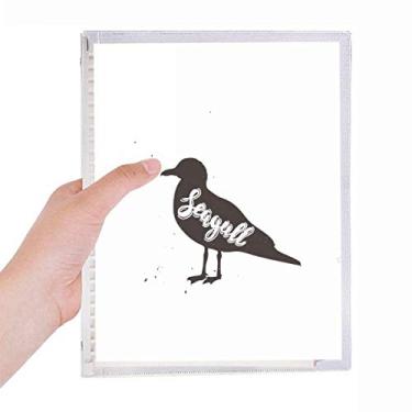 Imagem de Caderno de animais gaivota preto e branco diário de folhas soltas recarregáveis
