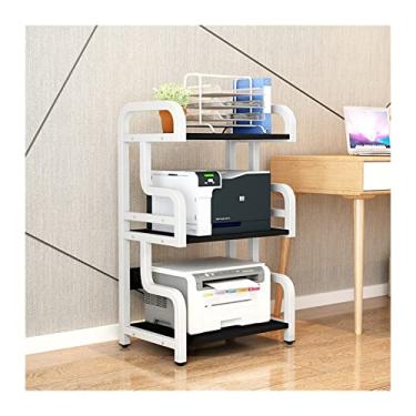 Imagem de KIZQYN Suporte de impressora para casa rack de impressora prateleira de chão mesa copiadora de escritório rack de armazenamento multicamadas tipo agulha impressora de mesa (cor: B-3 camadas)