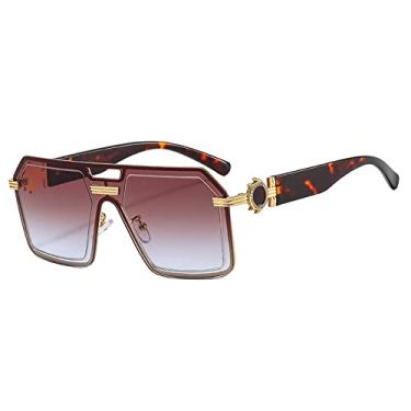 Imagem de Rimmes One Piece Óculos de Sol Quadrados Para Mulheres Moda Superdimensionada Gradiente Liga Óculos de Sol Masculino Plano Uv400 Tons Gafas De Sol, azul chá, tamanho único