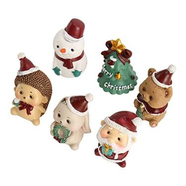 Imagem de 6Pcs Estatuetas de Natal Em Miniatura Enfeites, Resina Tema de Natal Enfeites de Decoração Em Miniatura DIY Kit Estatuetas de Natal Em Miniatura para Decoração de Natal