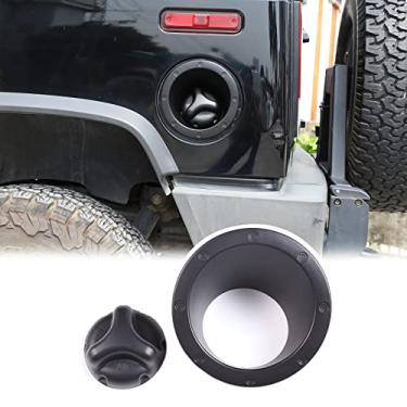 Imagem de PIUGILH Capa de porta de enchimento de combustível preto fosco tampa de tanque de combustível cobertura de moldagem adequada para Hummer H2 2003-2009, tampa da moldura da tampa do tanque de gás da porta de combustível, 2 peças (preto fosco)