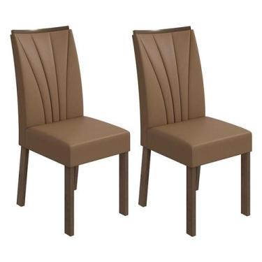 Imagem de Conjunto 2 Cadeiras Apogeu Imbuia/Corino Caramelo - Móveis Lopas