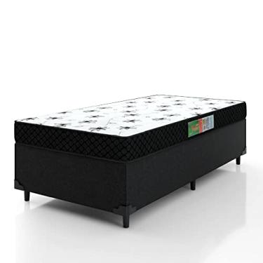 Imagem de Cama Box Solteiro Colchão Espuma 88x188x50cm Polar Branco,Preto