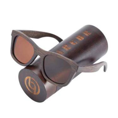 Imagem de Óculos de Sol Barcur Madeira Natural Polarizados Artesanal BC8200 (MARROM)
