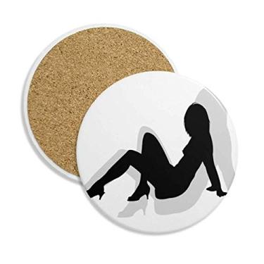 Imagem de Caneca de porta-copos feminina linda e quente com contorno da mulher