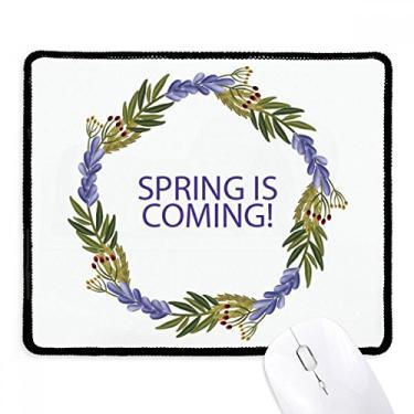 Imagem de Tapete de borracha para jogos com borda costurada para planta de flor azul