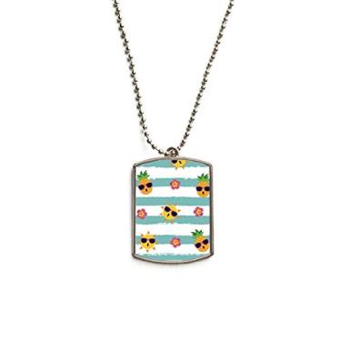 Imagem de DIYthinker Colar para animal de estimação com pingente de corrente de aço inoxidável e pingente de flor de abacaxi Sun Glass Flower River