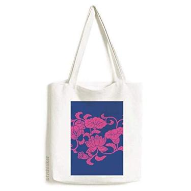 Imagem de Bolsa de lona com flor vermelha da cultura japonesa, bolsa de compras casual