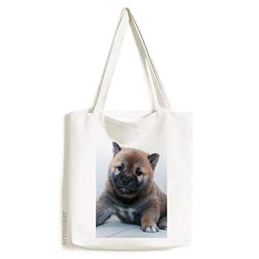 Imagem de Pippy Bolsa de lona com imagem fofa de animal de estimação bolsa de compras casual