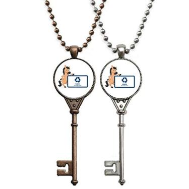 Imagem de OFFbb-USA Colar com pingente de chave de animais recicláveis para decoração de casais