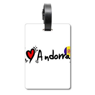 Imagem de I Love Andorra Bandeira da Palavra Love Coração Ilustração Bolsa Etiqueta Bagagem Cartão Scutcheon Etiqueta