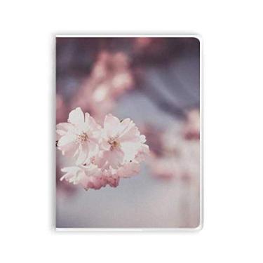 Imagem de Diário de capa macia e branca rosa com flores Dim Art Deco, presente moderno