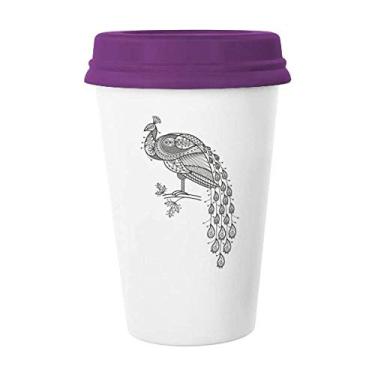 Imagem de Caneca de café colorida com pintura de pássaro, caneca de cerâmica de vidro para presente