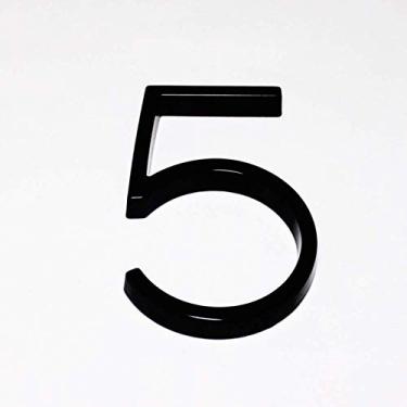 Imagem de Número de casa flutuante 3D preto de 12,7 cm 0-9 alfabeto moderno AB número de porta para casa ao ar livre, placa de sinalização, liga, durável, à prova de intempéries