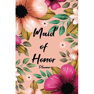Imagem de Maid Of Honor Planner: Wedding Planner Notebook and Task Tracker - Checklists, Worksheets, and Essential Tools to Plan the Perfect Wedding - Watercolor Purple White Creme Flower