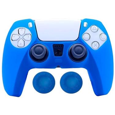 Imagem de Capa Capinha Case Skin Compatível com Controle Joystick do Playstation 5 PS5 Protetora Anti Impacto Queda Silicone Alta Proteção (Azul)
