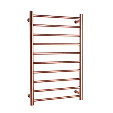 Imagem de Aquecedor de toalhas, toalheiro elétrico, aço inoxidável 304, acabamento polido espelhado, aço inoxidável 304, economia de espaço, trilho montado na parede, escada de aquecimento central (plugue ouro rosa) interessante