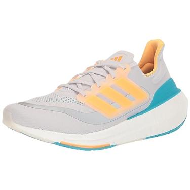 Imagem de adidas Tênis de corrida masculino Ultraboost Light, Cinza traço/laranja claro/ciano lúcido, 37