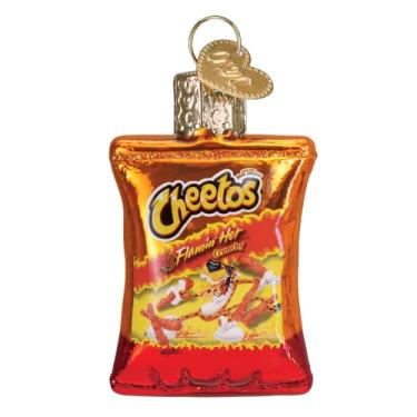 Imagem de Old World Christmas Mini Flamin' Hot Cheetos Enfeite soprado de vidro para árvore de Natal