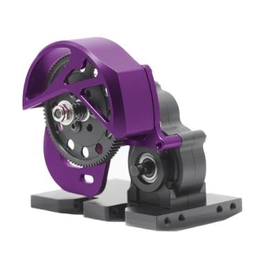 Imagem de AMK Aluminum 1/10 Scale Transmission, Complete 3-Gear Gearbox with POM Skid Plate for 1/10 RC Crawler Axial SCX10 SMT10 AX10 Vanquish VS4-10 Upgrades (Purple)
