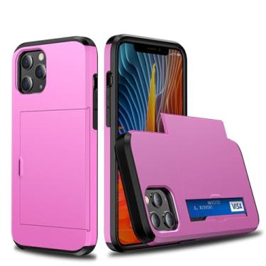 Imagem de Capas de telefone armadura para iPhone 12 11 Pro Max XS XR X 8 7 6 6S Plus 5 5S SE 2 2020 4 Case Slide Card Slots Capa de suporte, rosa, para iPhone 11Pro Max
