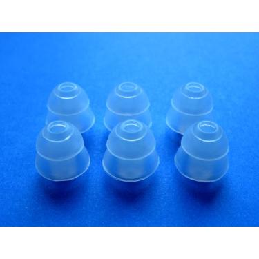 Imagem de Conjunto de 6 fones de ouvido intra-auriculares com flange dupla (2 camadas) pequenos (S) transparentes compatíveis com fones de ouvido intra-auriculares Shure E3c, E4c, E4G, E5c, I3C, i4c, SCL3, SCL4, SCL5