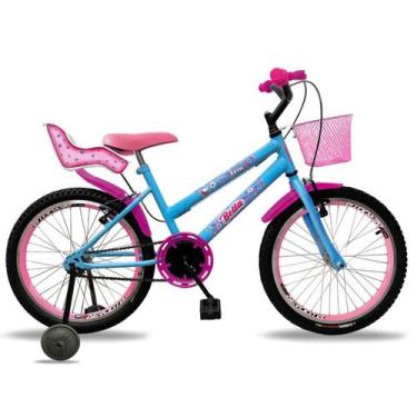 Imagem de Bicicleta Infantil Aro 20 Feminino Com Cadeirinha De Boneca Cestinha E