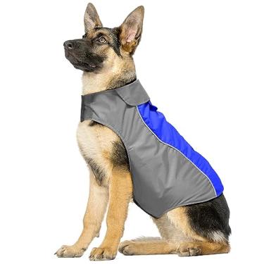 Imagem de Vizpet Casaco de chuva para cães casacos impermeáveis, jaqueta para cães de alta visibilidade, roupas de cachorro para cães pequenos, médios e grandes (azul-3GG)