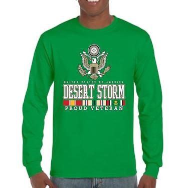 Imagem de Camiseta de manga comprida Desert Storm Proud Veteran American Army Gulf War Operation Served DD 214 Veterans Day Patriot, Verde, G