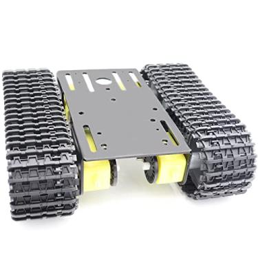 Imagem de Metal Smart Robotic RC Tank Chassis Kit with 4pcs DC TT Motors for Arduino UNO R3/ Raspberry Pie/STEAM Education, TT04 Crawler Tank Car Chassis Platform for Adults (Black)