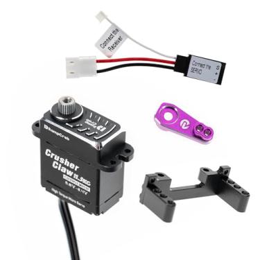 Imagem de RampCrab High Torque Servo with Servo Horn and Mount for FMS FCX24, Upgrade Parts for RC Crawler 1/24 Scale FCX24 Power Wagon Butcher & Max Smasher Big Foot Monster Truckd, Purple Horn