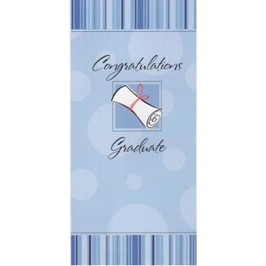 Imagem de Cartão de felicitações com listras de diploma de formatura e bolinhas parabéns dinheiro/cheque - parabéns graduado - Uma conquista especial merece um presente especial. Parabéns!