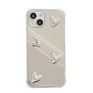 Imagem de AMAZFCCY Capa espelhada para iPhone 15 Plus de 6,7 polegadas, linda 3D Love Heart Soft Silicone Makeup Mirror Luxury Shinny Plating 4 Conor Proteção à prova de choque para Apple iPhone 15 Plus 6,7