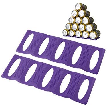 Imagem de Pacote com 2 embalagens de garrafas de silicone Webake, empilhador de cerveja e estabilizador de vinho tinto, rack de armazenamento multifuncional, empilhador de latas de alimentos para armário de cozinha, prateleira e geladeira, Violeta